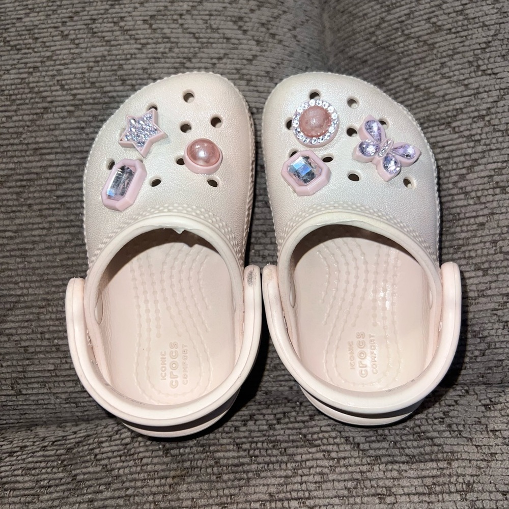 CROCS Pink Slippers with Customizable Charms